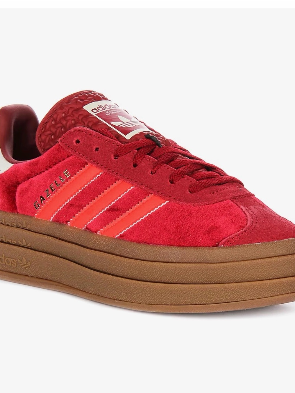 adidas Red Suede Gazelle Sneakers with Gum Sole